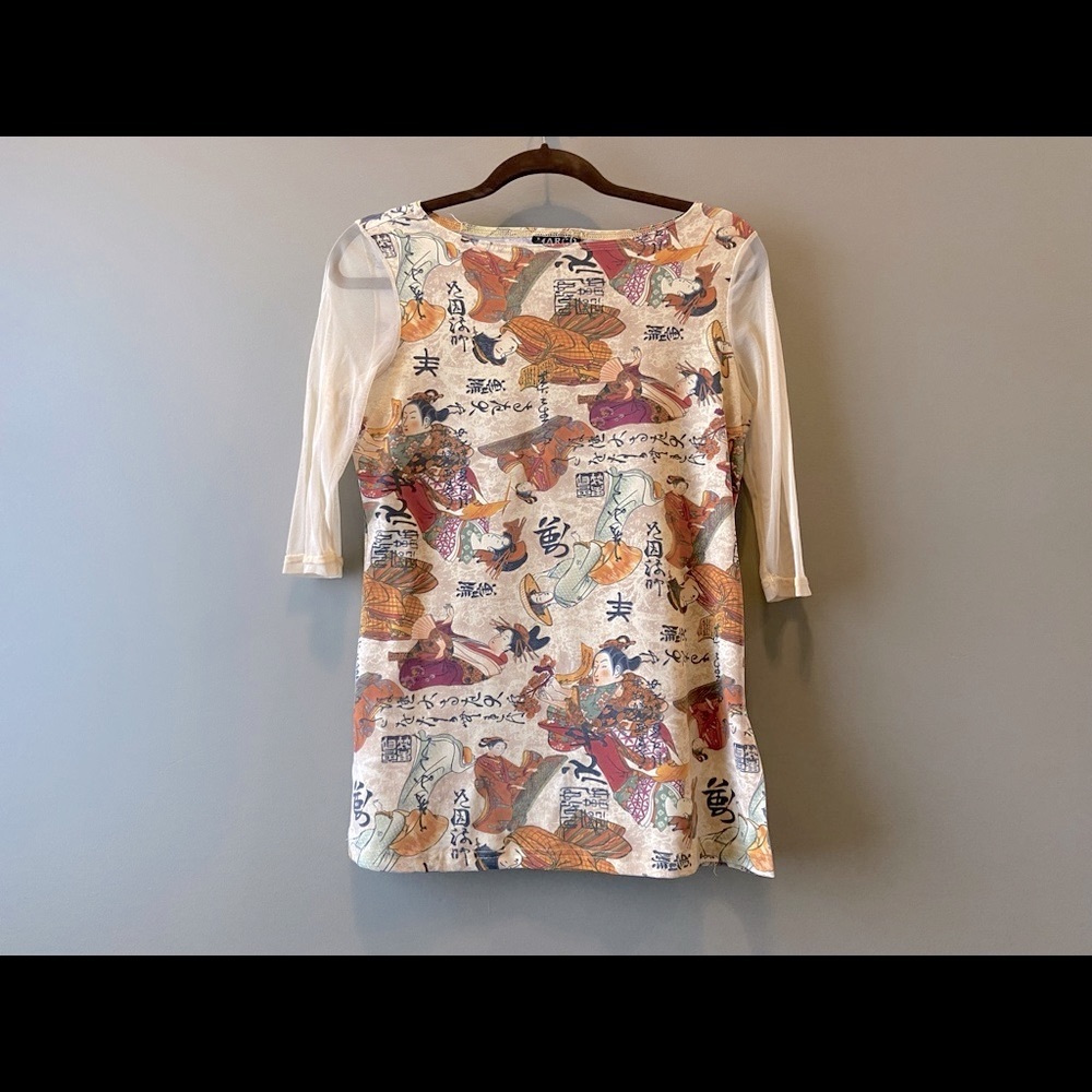Vintage MARCO Ladies Top, Asian Japanese, Mesh Mid Sleeve, Ladies Small